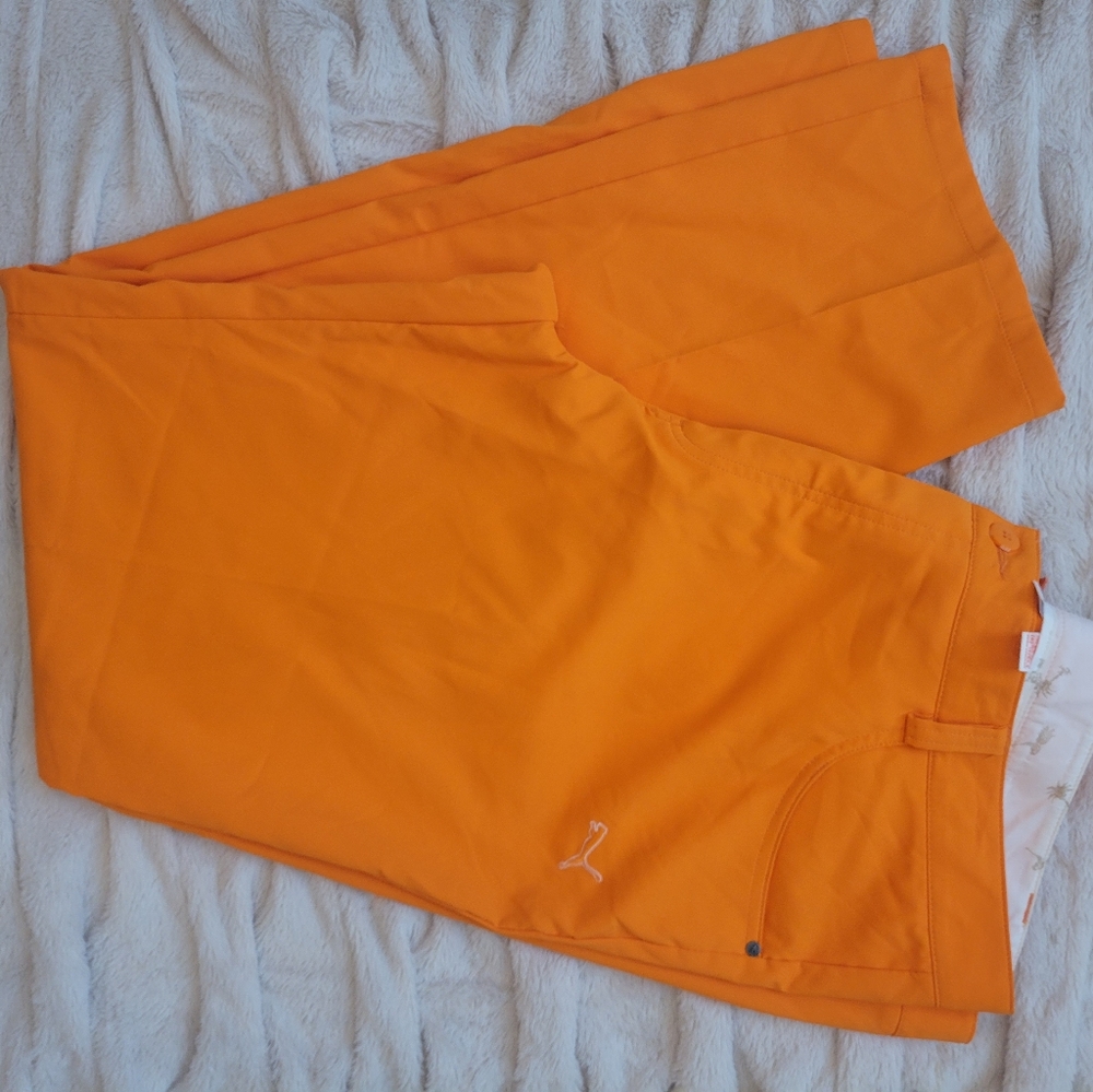 Puma Tech Dry Cell Golf pants 40W 34L Vibrant Orange NWT $85 - Picture 2 of 6